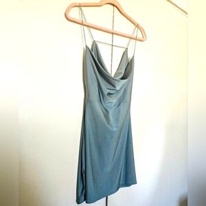 Elegant Blue Draped Dress